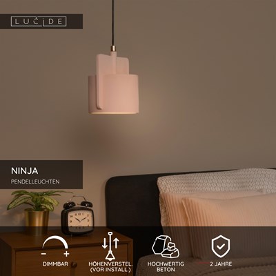Lucide NINJA - Pendelleuchten - Ø 16 cm - 1xE27 - Rosa